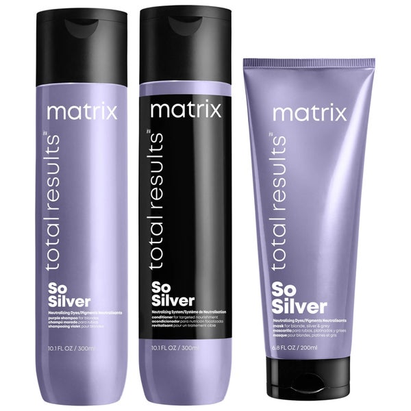 Matrix Total Results So Silver Purple Toning Shampoo, Conditioner and Hair Mask Routine for Blonde, Silver and Grey Hair