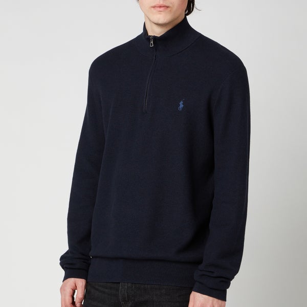 Polo Ralph Lauren Men's Cotton Quarter Zip Jumper - Navy Heather
