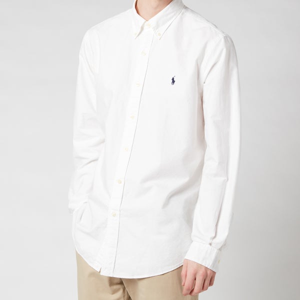 Polo Ralph Lauren Men's Custom Fit Oxford Long Sleeved Shirt - White