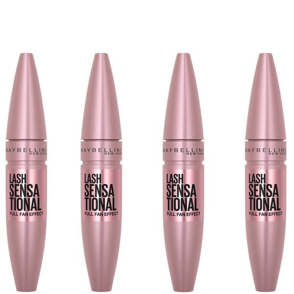 Maybelline Lash Sensational Volumising and Thickening Eyelash Lengthening Mascara - 01 Very Black (Pack of 4)