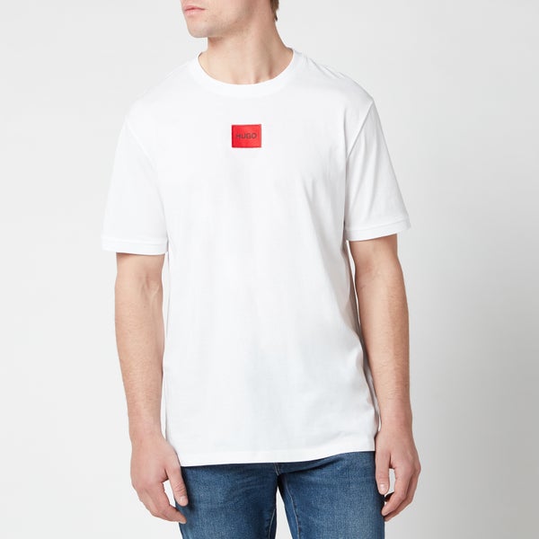 HUGO Men's Regular Fit Red Logo T-Shirt - White