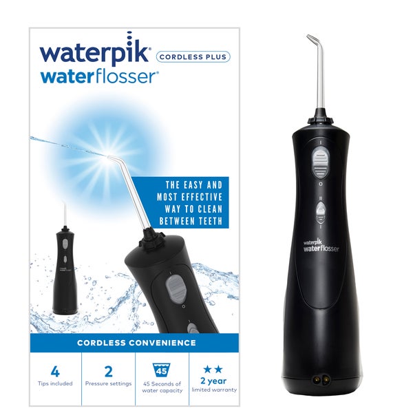 Waterpik (WP-462UK) Cordless Plus Dental Plaque Removal Water Flosser Tool with Rechargeable Battery - Black