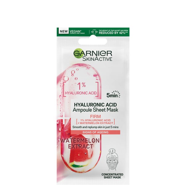 Garnier SkinActive Firming Ampoule Sheet Maschera - Anguria e acido ialuronico 1% 15g