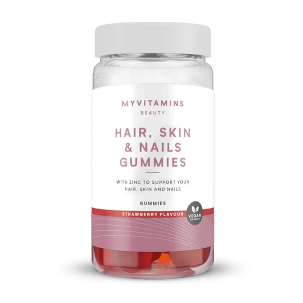 Myvitamins Vegan Hair Skin Nails Gummies, Strawberry, 60 Gummies