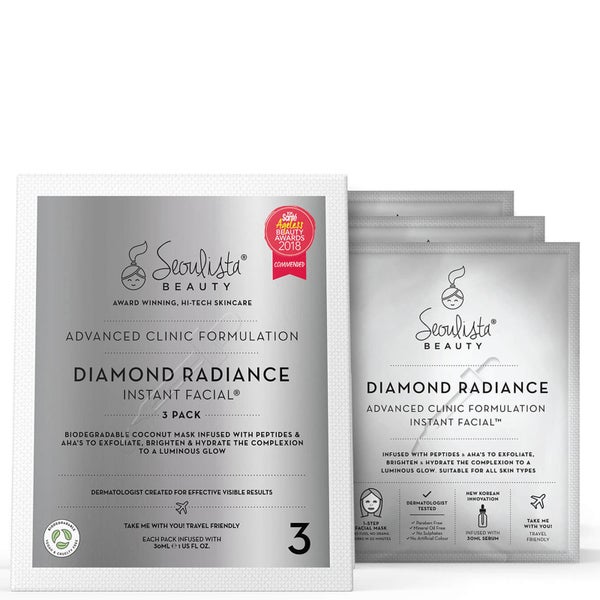 Набор масок для лица Seoulista Beauty Diamond Radiance Instant Facial Pack, 3 шт