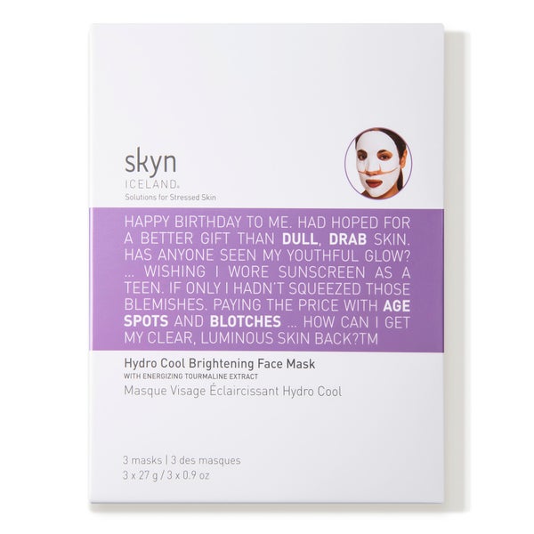 skyn ICELAND Hydro Cool Brightening Face Mask with Energizing Tourmaline Extract (3 count)