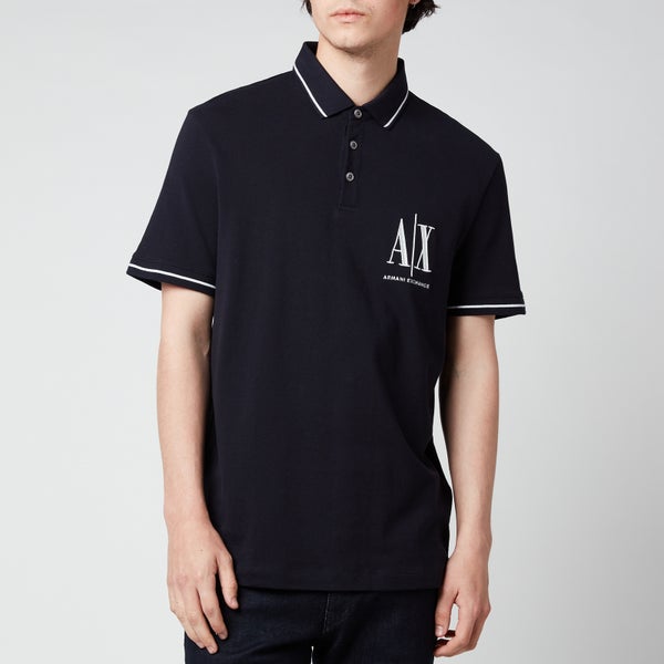 Armani Exchange Men's AX Logo Tipped Polo Shirt - Black