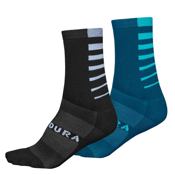 Coolmax® Stripe Socks (Twin Pack) - Kingfisher