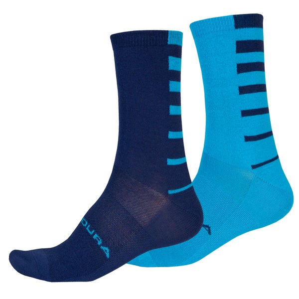 Coolmax® Stripe Socks (Twin Pack) - Electric Blue