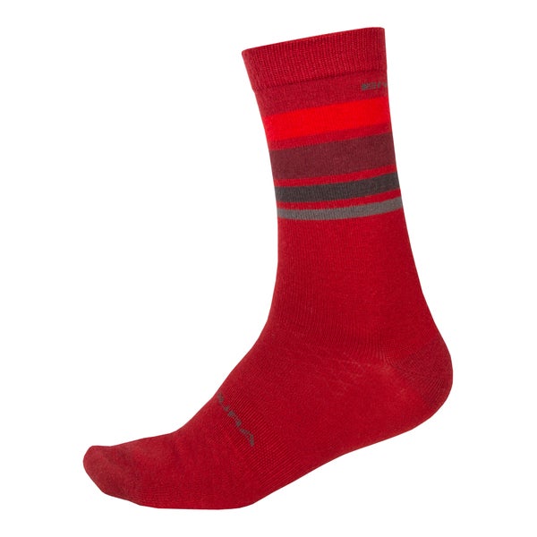 Hommes Chaussettes BaaBaa Merino Stripe - Rouge