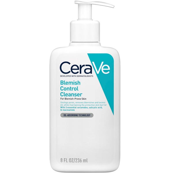 CeraVe Blemish Control Limpiador Facial con 2% de Ácido Salicílico y Niacinamida para pieles con tendencia a las manchas 236ml
