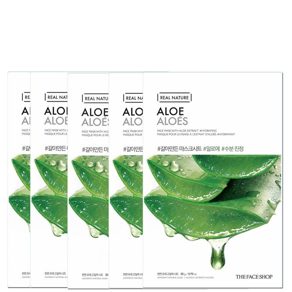THE FACE SHOP Real Nature Sheet Mask - Aloe (Pack of 5)