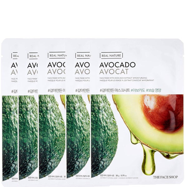 THE FACE SHOP Real Nature Sheet Mask - Avocado (Pack of 5)