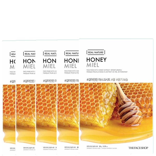 THE FACE SHOP Real Nature Sheet Mask - Honey (Pack of 5)