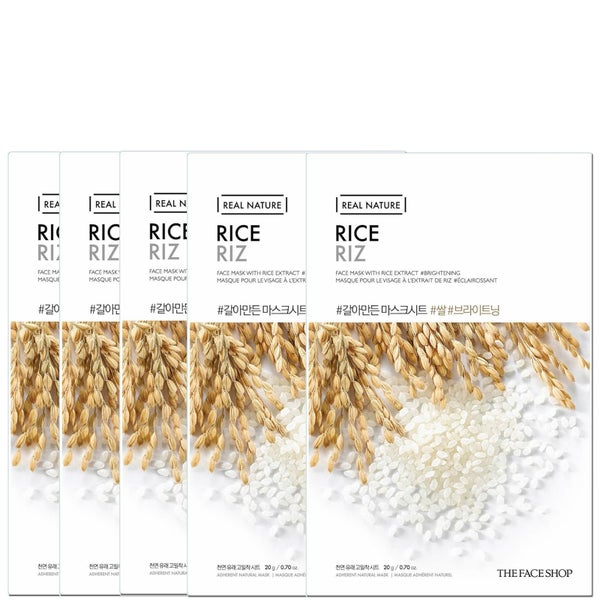 THE FACE SHOP Real Nature Sheet Mask - Rice (Pack of 5)