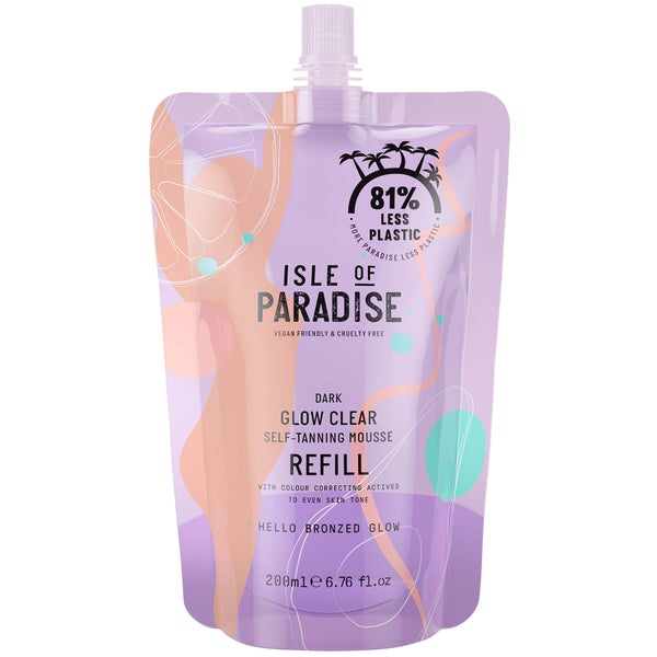 Isle of Paradise Glow Clear Self-Tanning Mousse Refill -rusketusvaahto – tumma 200 ml