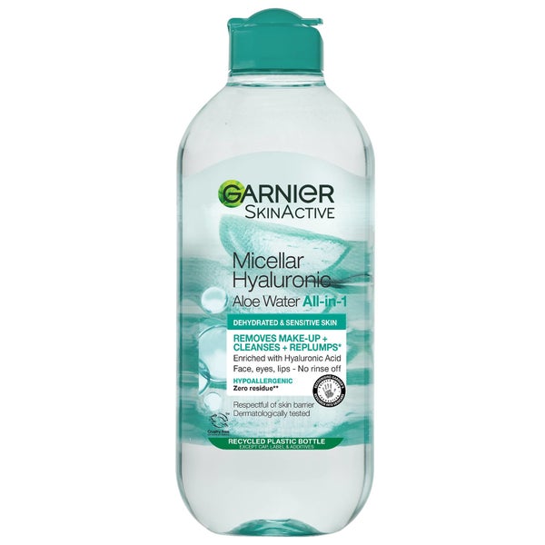 Garnier Agua Micelar Hialurónica de Aloe 400ml, Limpia y Repone