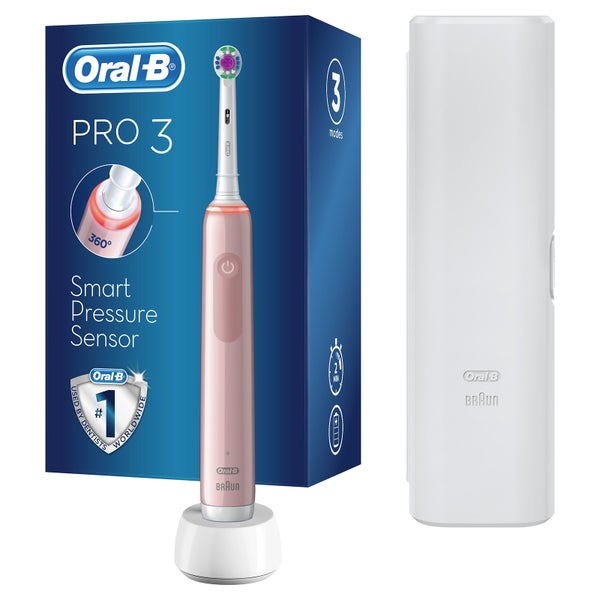 Электрическая зубная щетка с дорожным футляром Oral-B Pro 3500 3D White Pink Electric Toothbrush