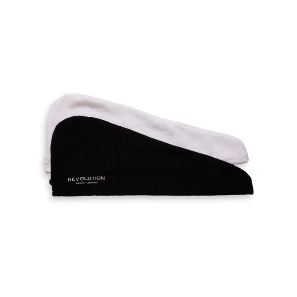 Набор полотенец для головы Revolution Haircare Hair 2pk Microfibre Hair Wrap, оттенки Black/White