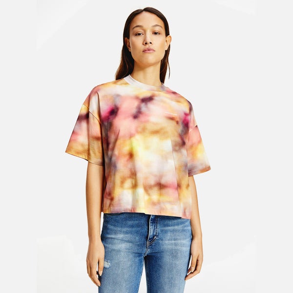 Calvin Klein Jeans Women's Organic Cotton All Over Print T-Shirt - Blurred Abstract Aop