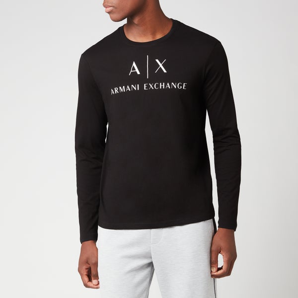 Armani Exchange Men's AX Logo Long Sleeved T-Shirt - Black