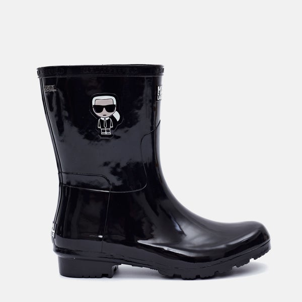 KARL LAGERFELD Women's Kalosh Ikonic Mid Hi-Shine Wellies - Black