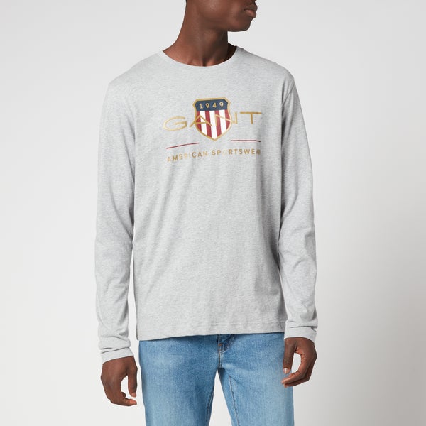 GANT Men's Archive Shield Long Sleeve T-Shirt - Grey Melange