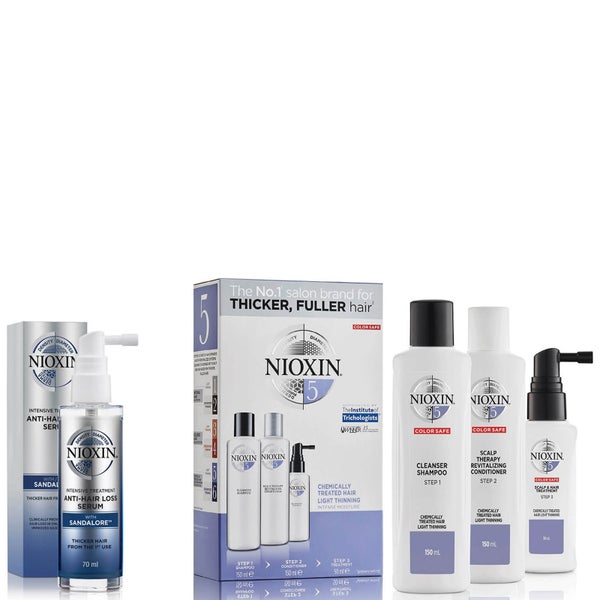 مجموعة NIOXIN 3-Part System 5 Trial للشعر المعالج كيميائيًا مع Light Thinning Kit