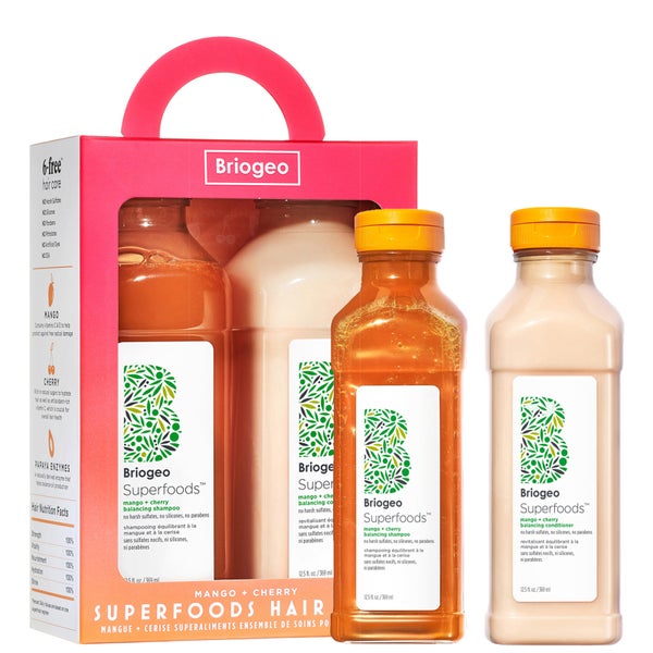 Briogeo Superfoods™ Mango + Cherry Balancing Shampoo and Conditioner Duo for Oil Control (Worth $60.00)