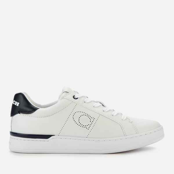 Coach Women's Lowline Leather Cupsole Trainers - Optic White/Midnight Navy