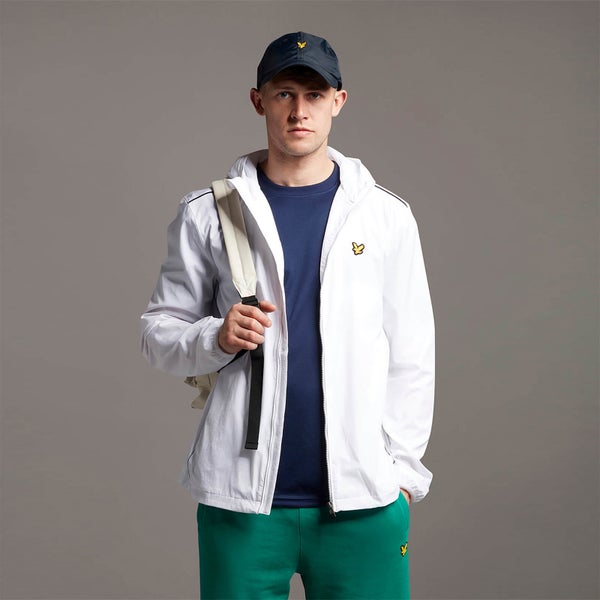 Hooded Jacket with Contrast Piping - White