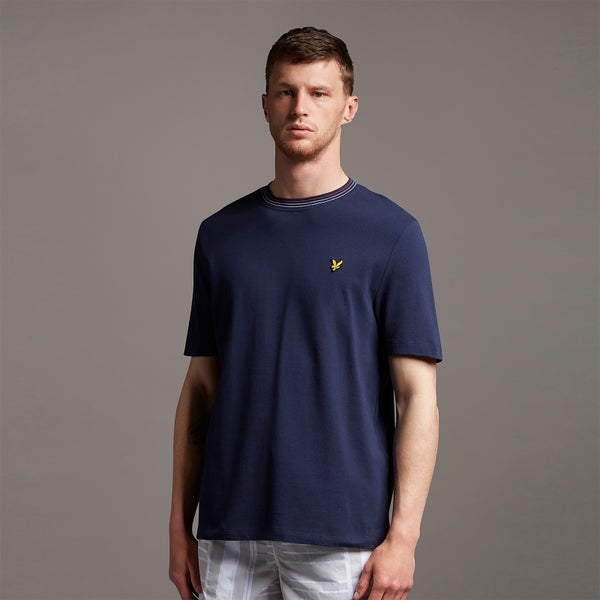 Wide Tipped Pique T-shirt - Navy
