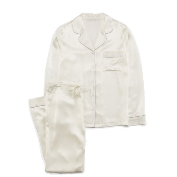 Freya Silk Pyjamas - Pearl White