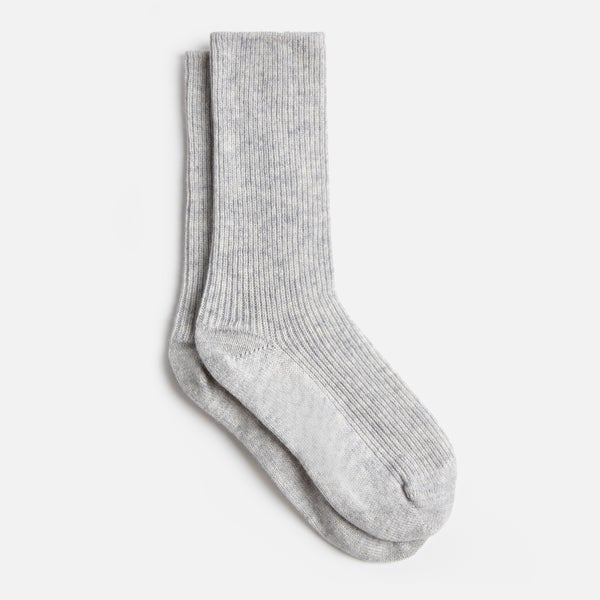 Grey Cashmere Ribbed Knit Socks