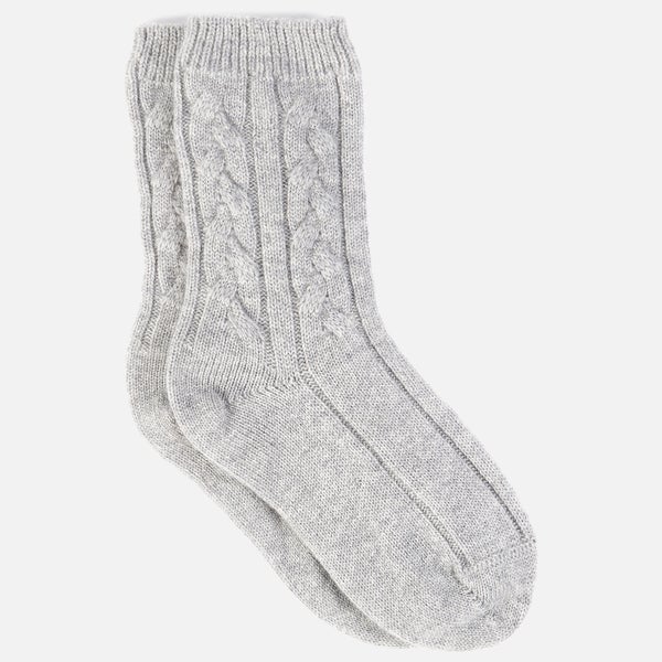 Grey Cashmere Cable Knit Socks