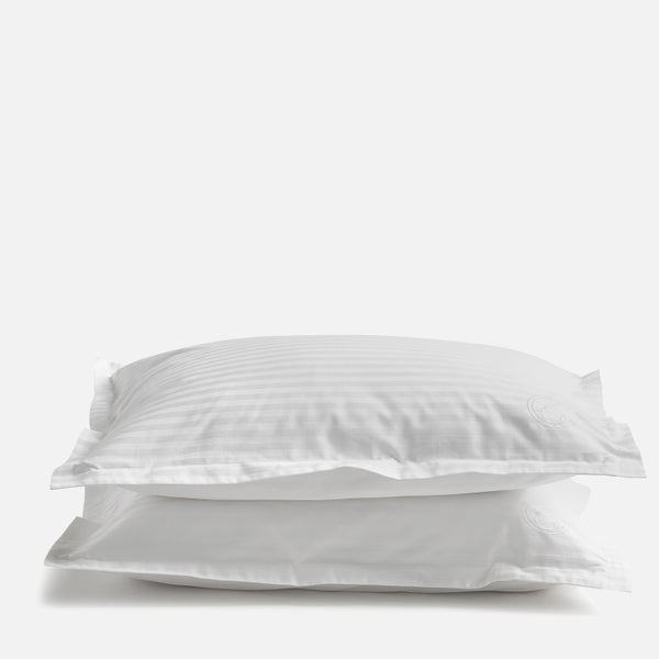 White 100% Egyptian Cotton Sateen Stripe Pillowcase Pair