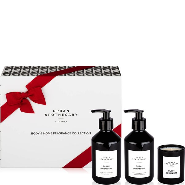 Urban Apothecary Oudh Geranium Body + Home Collection - 300ml Wash, Lotion and 70g Candle