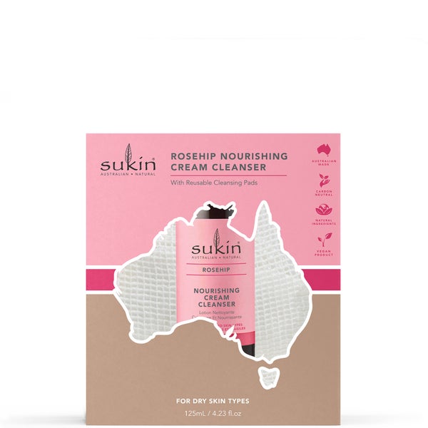 Подарочный набор для очищения лица Sukin Rosehip Cream Cleanser, 125 мл