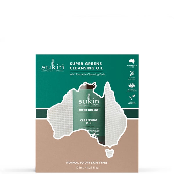 Подарочный набор для очищения лица Sukin Supergreens Cleansing Oil, 125 мл