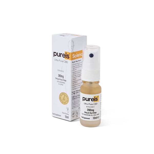 UltraPureCBD Fast Absorbing Oil 280mg, 10mg per day, 28 days, Orange Flavour Oral Spray