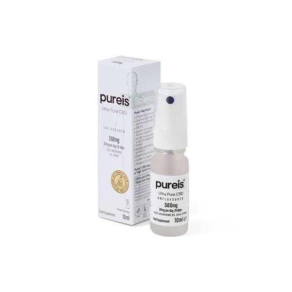 Ultra Pure CBD Fast Absorbing Oil 560mg, 20mg per day, 28 days, Unflavoured Oral Spray