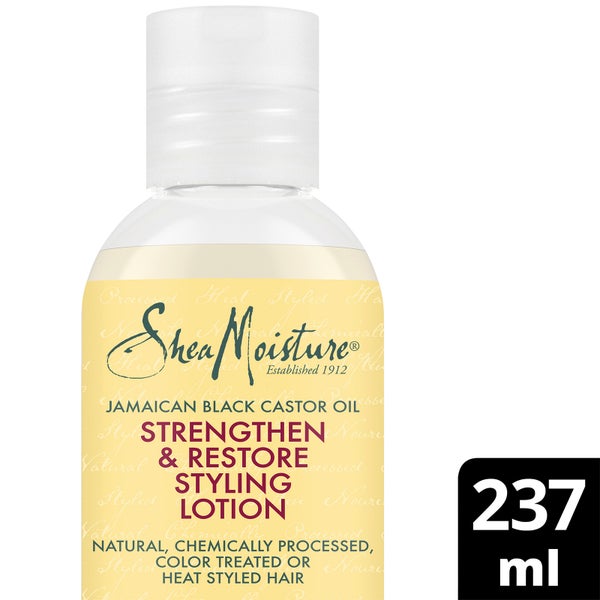 Loción de peinado con aceite de ricino negro de Jamaica Strengthen and Restore de Shea Moisture, 237 ml