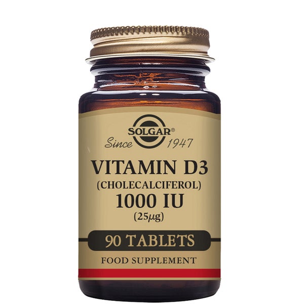 Solgar Vitamin D3 (Cholecalciferol) 1000 IU (25µg) Tablets - Pack of 90