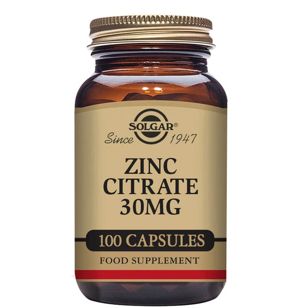 Solgar Zinc Citrate 30 mg Vegetable Capsules