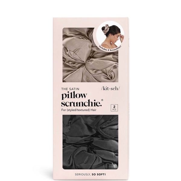 Kitsch Satin Pillow Scrunchie Charcoal/Gold