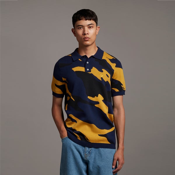 Archive Abstract Jacquard Polo - Navy