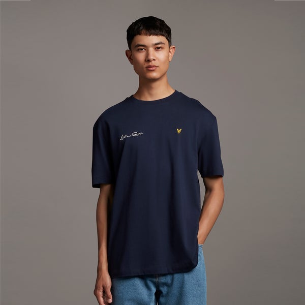 Archive Embroidered Letter T-shirt - Dark Navy