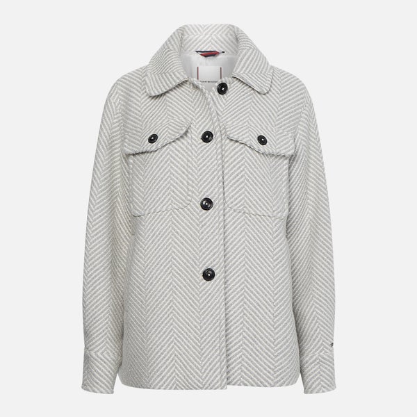 Tommy Hilfiger Women's Herringbone Shacket - Grey Heather Herringbone