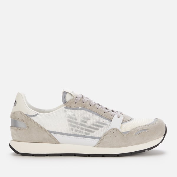 Emporio Armani Men's Fire Suede Running Style Trainers - Grey/Off White