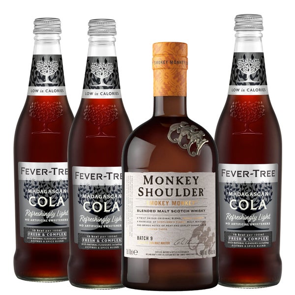 Monkey Shoulder Smokacola Cocktail Bundle - Smokey Monkey Blended Malt Scotch Whisky & Fever Tree Madagascan Cola